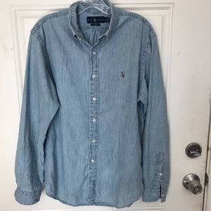 Vintage Ralph lauren jean button down shirt large slim fit